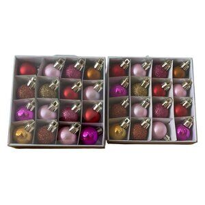 Ashland Mini Christmas Ornaments Set Red Pink Gold 16 pc Decorative Balls Set 2